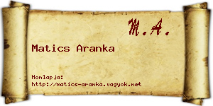 Matics Aranka névjegykártya