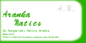 aranka matics business card